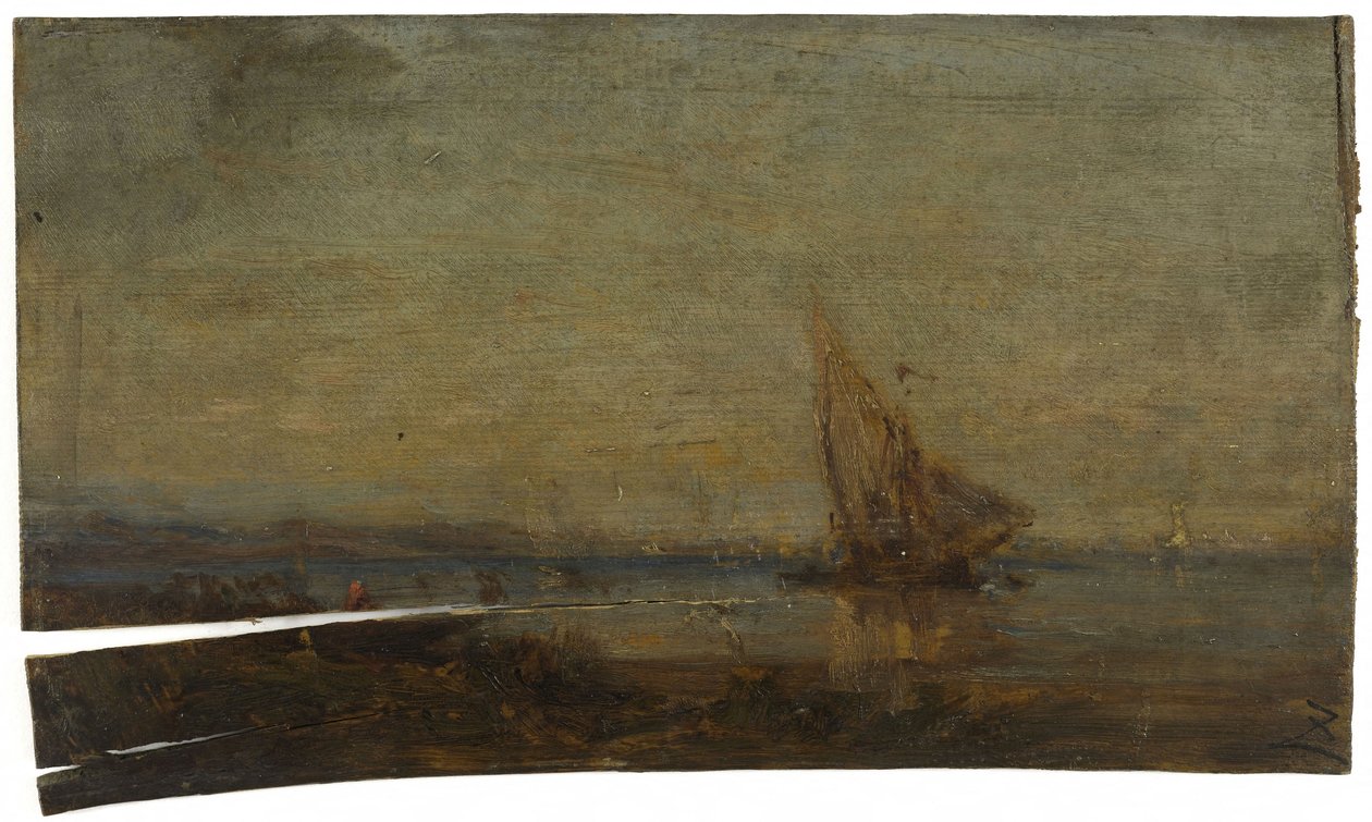 Foran Martigues, det gule sejl, ca. 1875 (olie på træ) af Félix Ziem