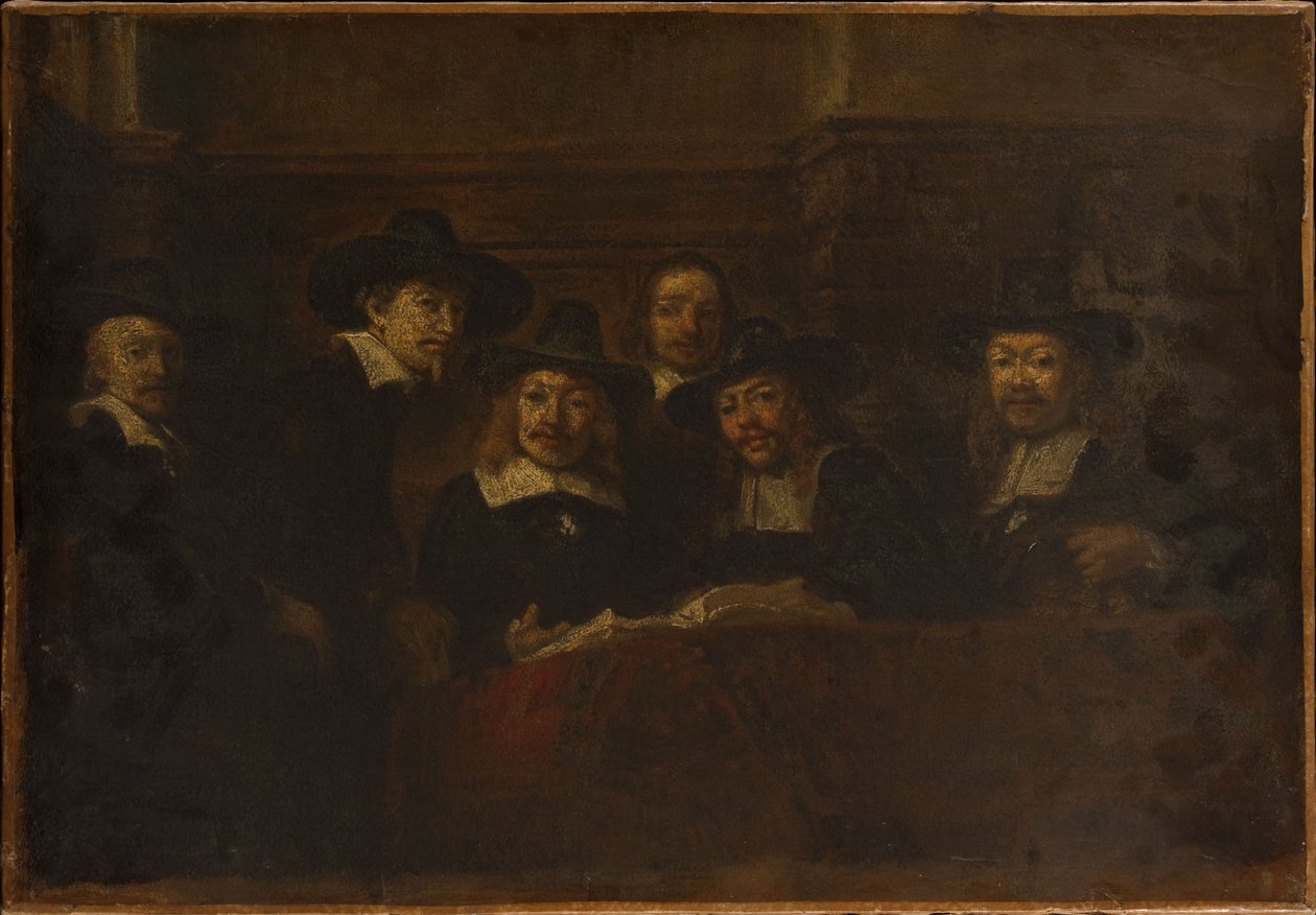 Les syndics des drapiers, kopi efter Rembrandt, ca. 1853 (olie på lærred) af Félix Ziem