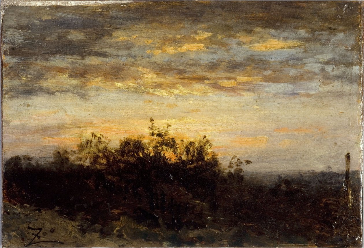 Solnedgang, mellem 1850 og 1860 (olie på træ) af Félix Ziem