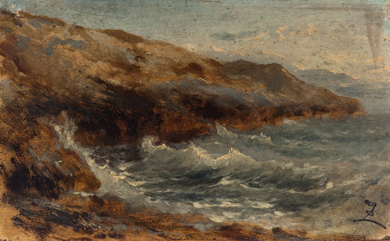 Bølgen, mellem 1850 og 1860 (olie på papir på lærred) af Félix Ziem