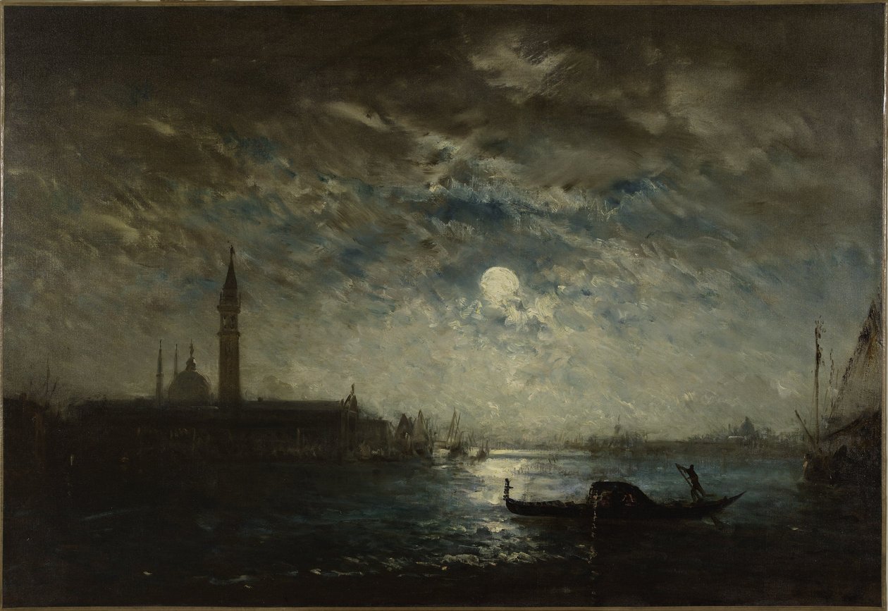 Venedig og Campanile i måneskin, mellem 1870 og 1890 (olie på lærred) af Félix Ziem