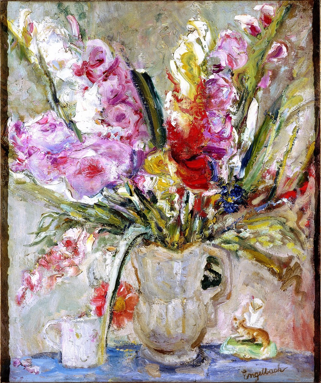Gladioli (olie på lærred) af Florence Engelbach