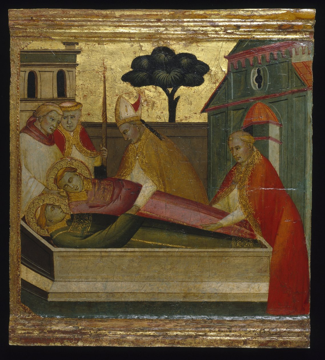 Saint Lawrence begravet i Saint Stephens grav af Florentine Lorenzo di Niccolò