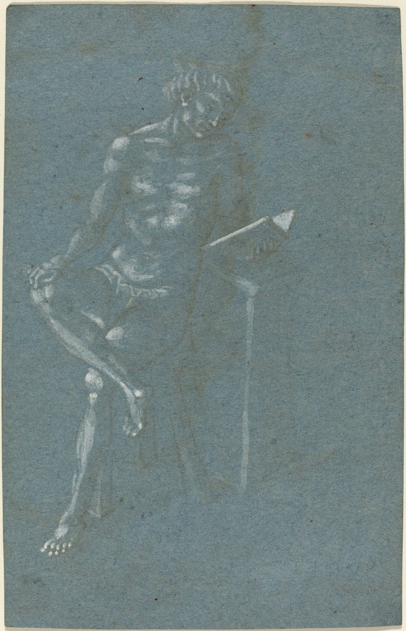 En ung mand, der sidder på en skammel og læser en bog (recto); Menneskets fald (et fragment af den nederste del) (verso) af Florentine 15th Century