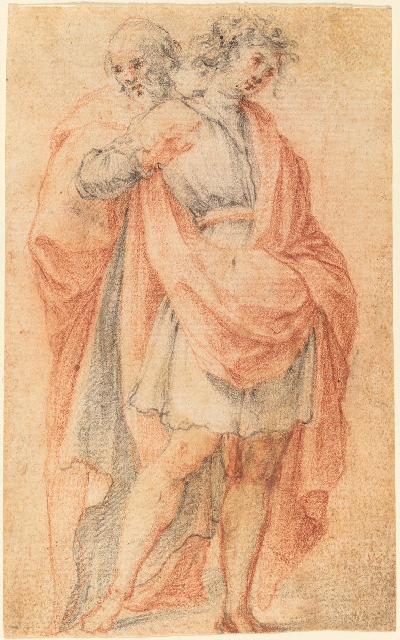 To mandsfigurer: en ung og en gammel mand af Florentine 17th Century
