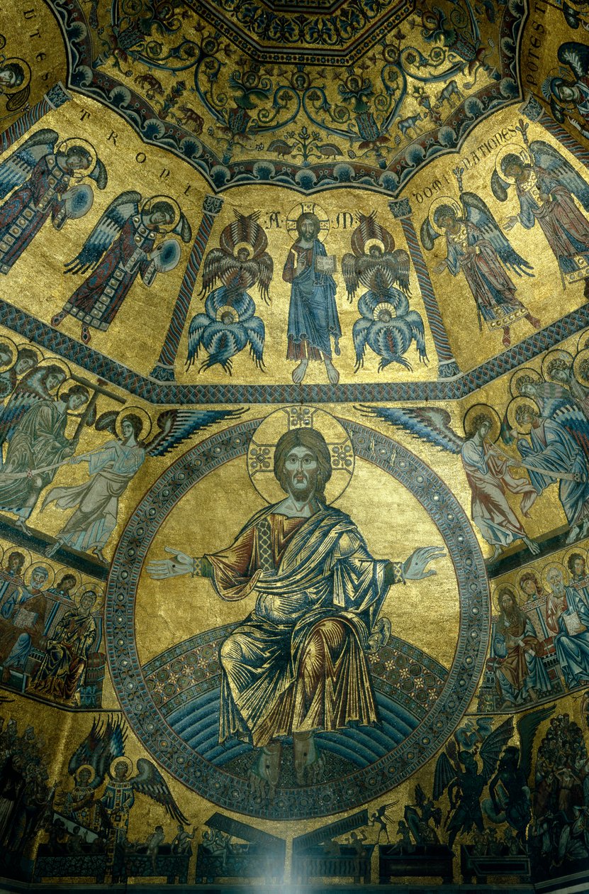 Mosaik på det hvælvede loft i St Johns Baptistry, Firenze (mosaik) af Florentine School
