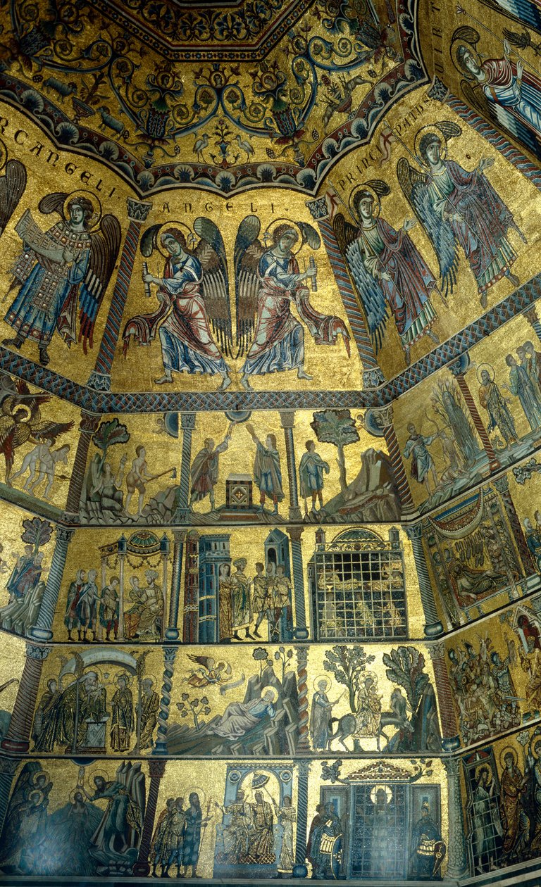 Mosaik på det hvælvede loft i St Johns Baptistry, Firenze (mosaik) af Florentine School