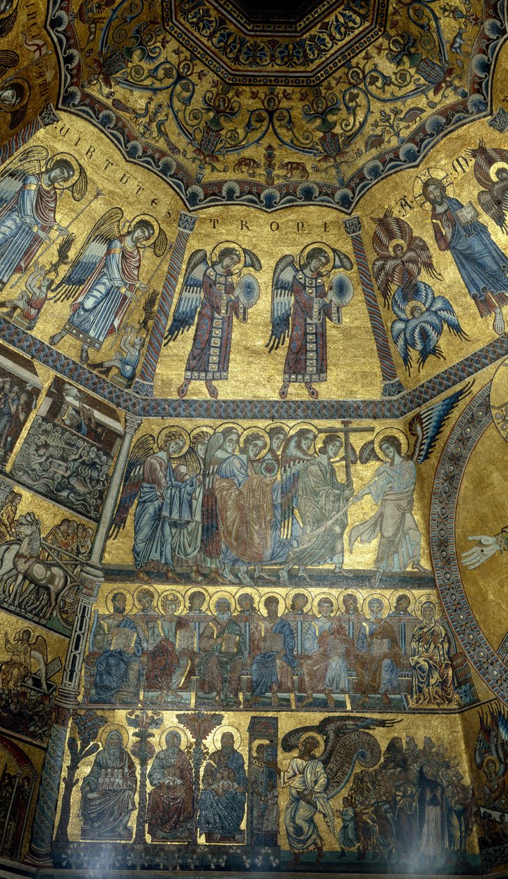 Mosaik på det hvælvede loft i St Johns Baptistry, Firenze (mosaik) af Florentine School