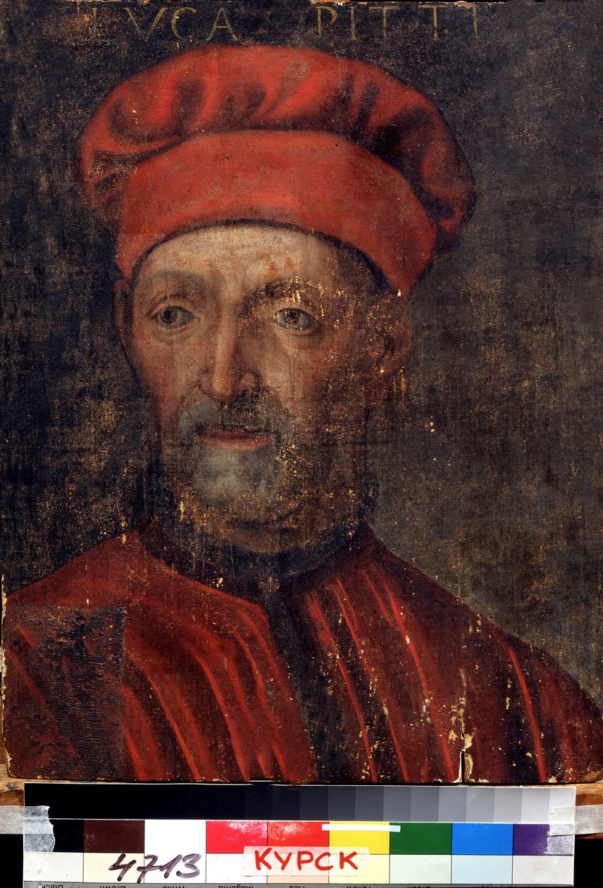 ""Portræt af den velhavende florentinske bankmand Luca Pitti (1394-1472)"" Han gav sit navn til Palazzo Pitti) Maleri af den florentinske skole fra begyndelsen af ​​det 16. århundrede Regional Deineka Art Gallery, Kursk Rusland af Florentine School
