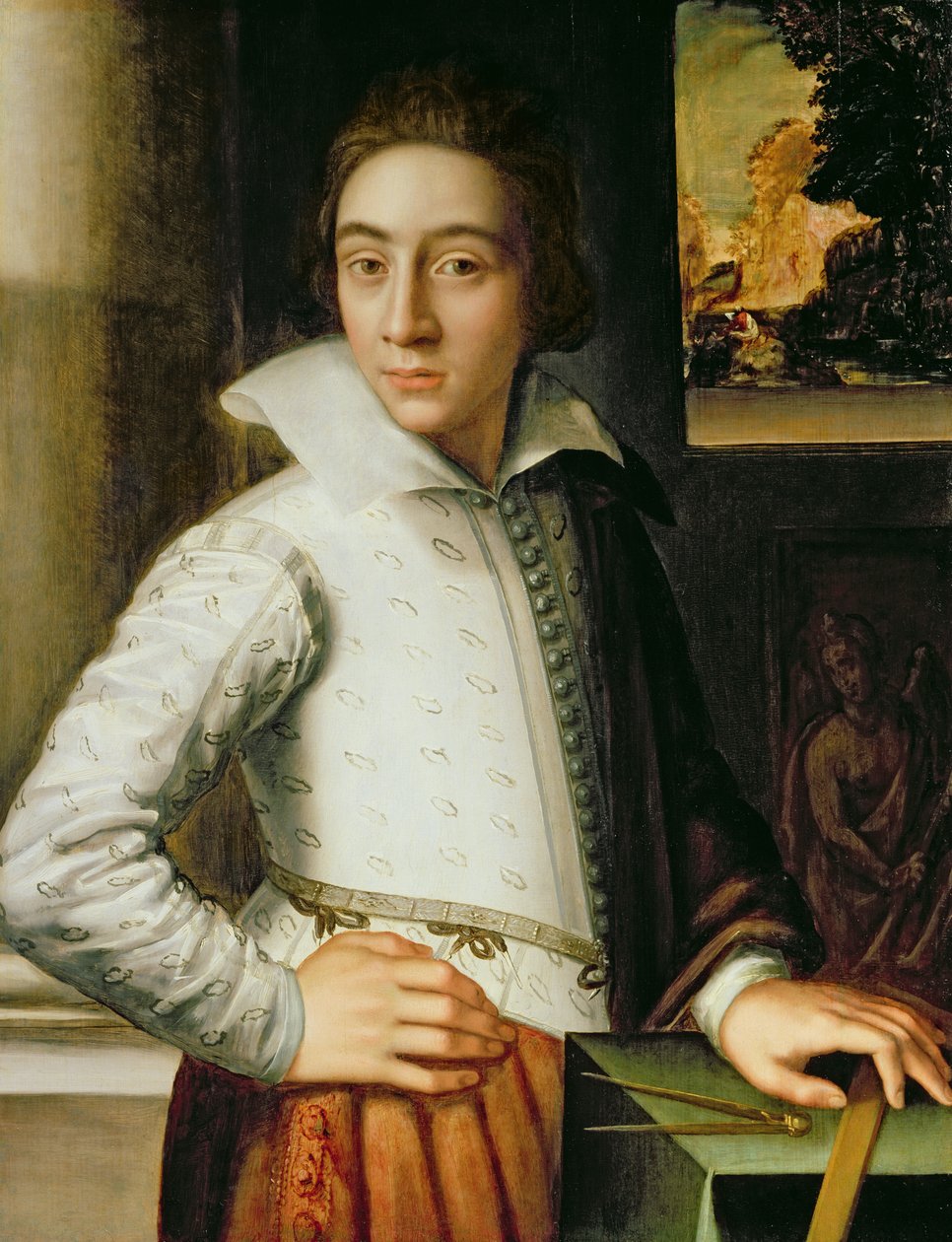 Portræt af en ung mand, midten af det sekstende århundrede (olie på egetræspanel) af Florentine School