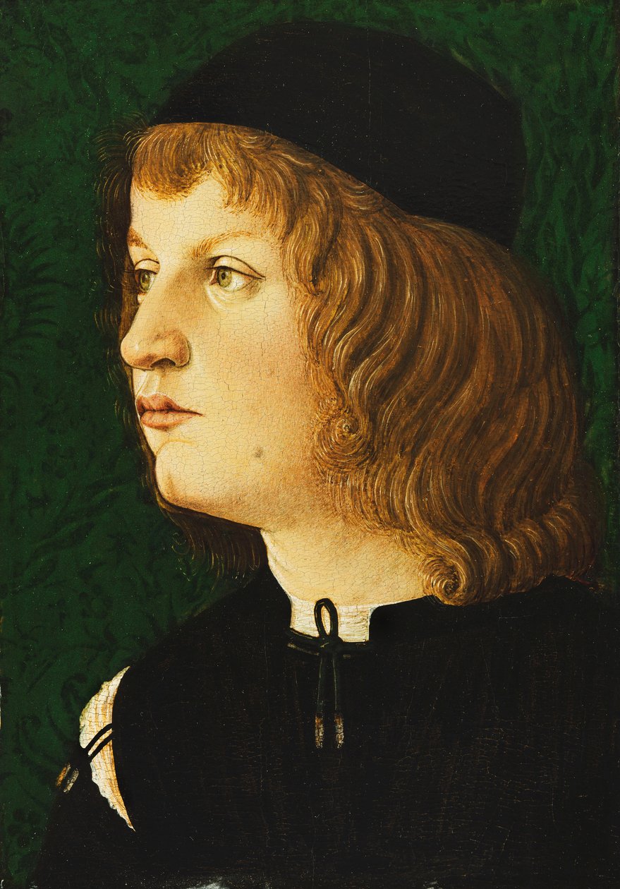 Portræt af en ungdom, buste-længde, i en mørk kasket, ca. 1475 af Florentine School