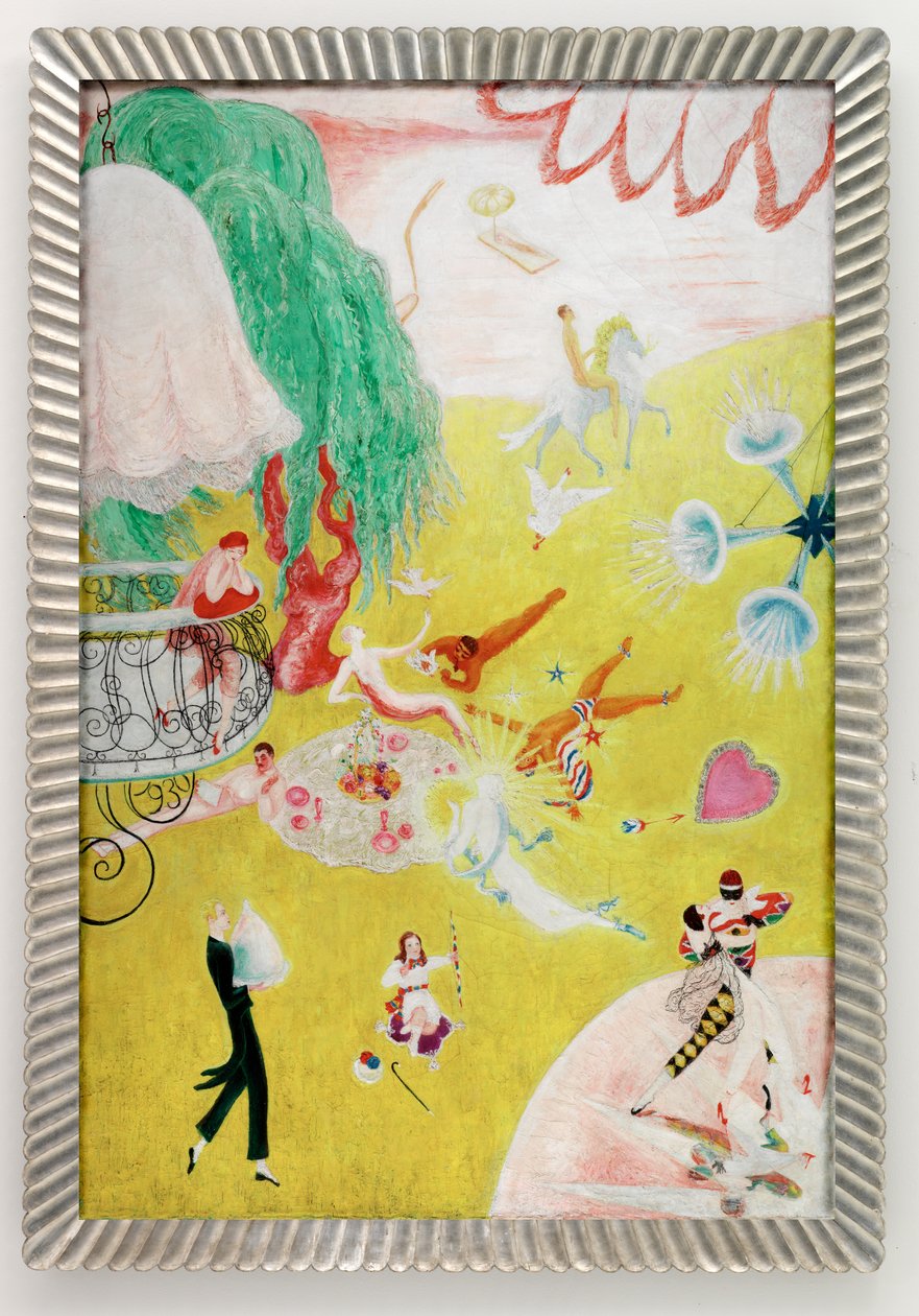 Kærlighedsflugt med et lyserødt slikhjerte af Florine Stettheimer