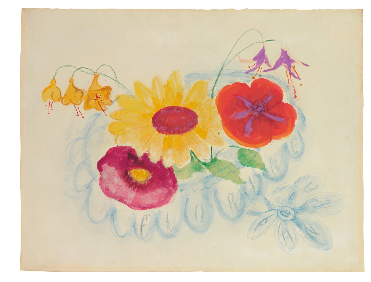 Midsommerbuket, ca. 1920 (mixed media på papir) af Florine Stettheimer