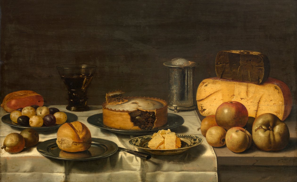 En hollandsk morgenmad (olie på panel) af Floris Gerritsz van Schooten