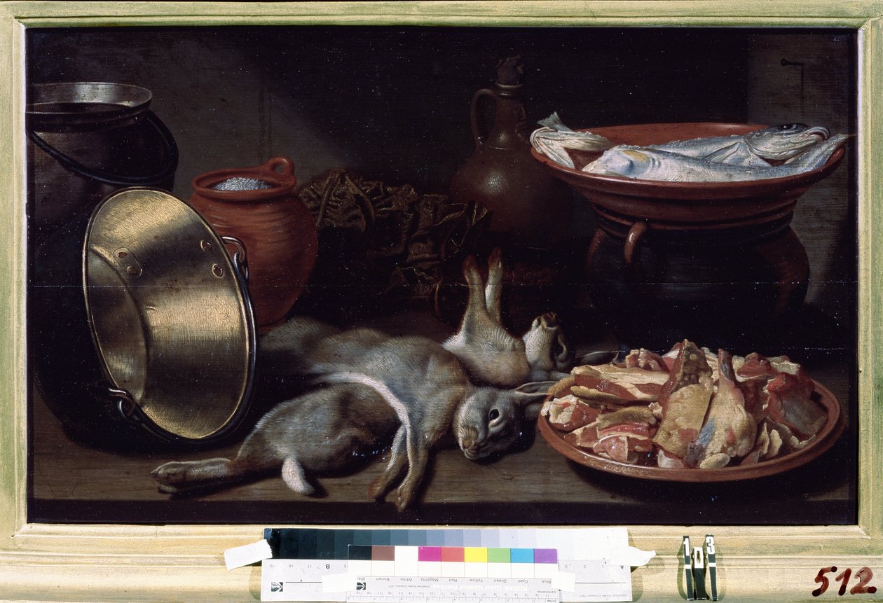 Stilleben med harer. Maleri af Floris van Schooten (ca. 1590-efter 1655). Olie på lærred af Floris Gerritsz van Schooten