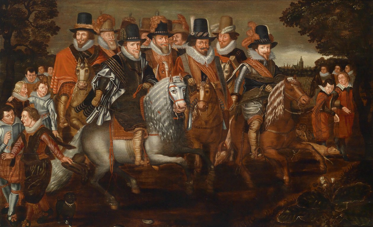 Moritz (1567-1625), Philipp Wilhelm (1558-1618), Friedrich Heinrich (1584-1647) af Follower of Adriaen van de Venne