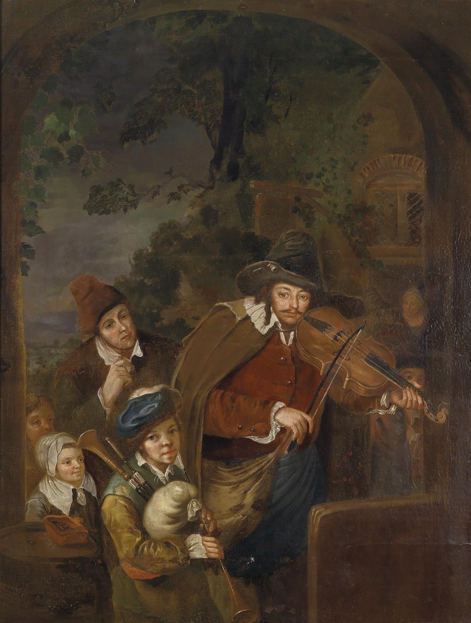 Rejsende musikere af Follower of Christian Wilhelm Ernst Dietrich
