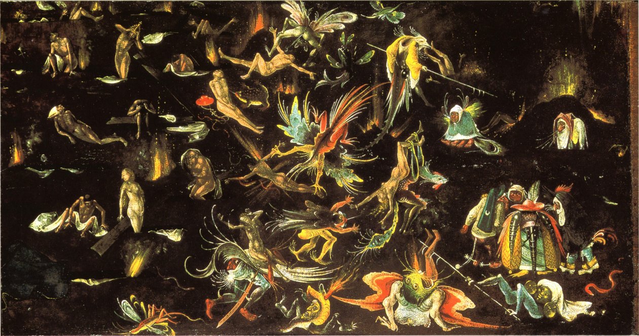 De dødes og dødsdømtes opstandelse fører til Helvede (fragment af en sidste dom) af Follower of Hieronymus Bosch