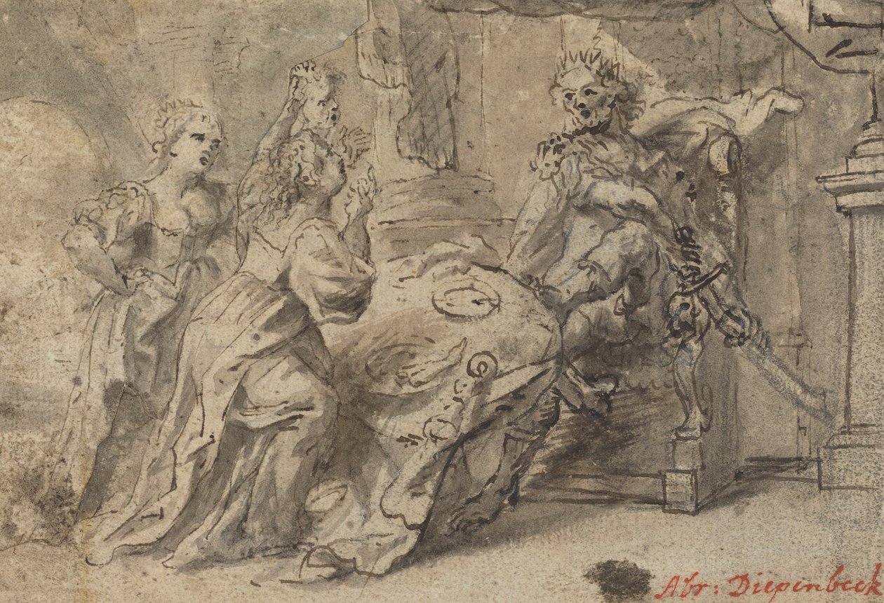 Philomela, Procne og den thrakiske kong Tereus af Follower of Abraham van Diepenbeeck