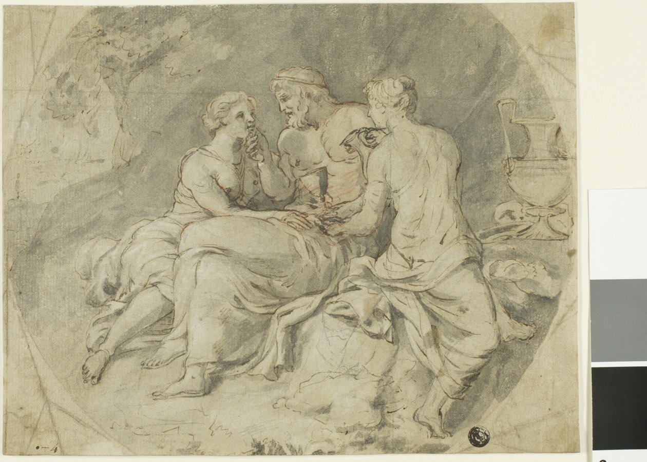 Lot og hans døtre af Follower of Charles Le Brun