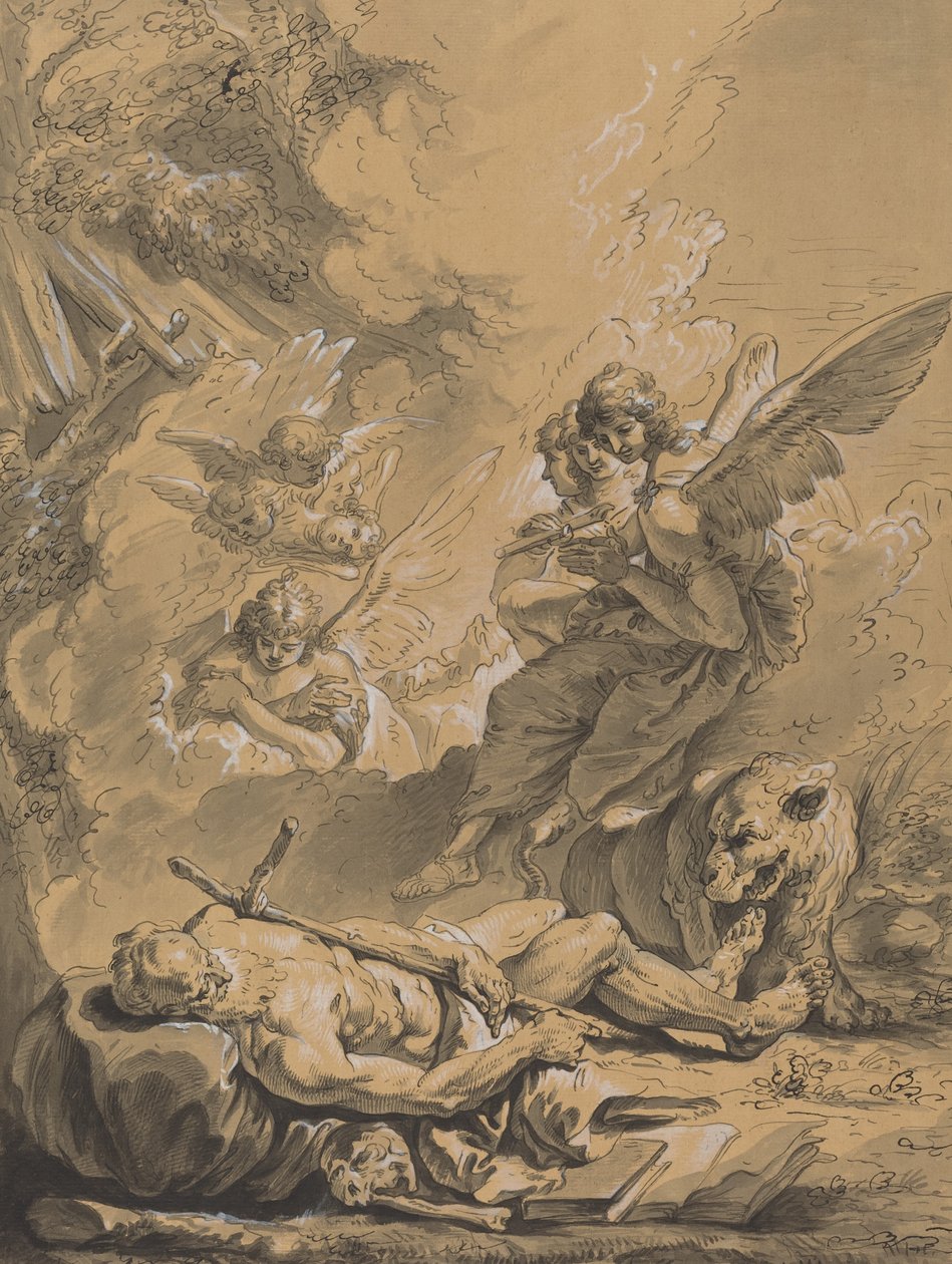 Sankt Jeromes død af Follower of Francesco Fontebasso
