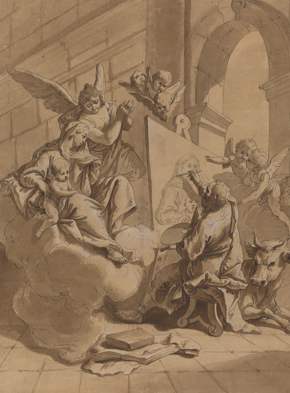 Sankt Lukas maler jomfruen af Follower of Francesco Fontebasso