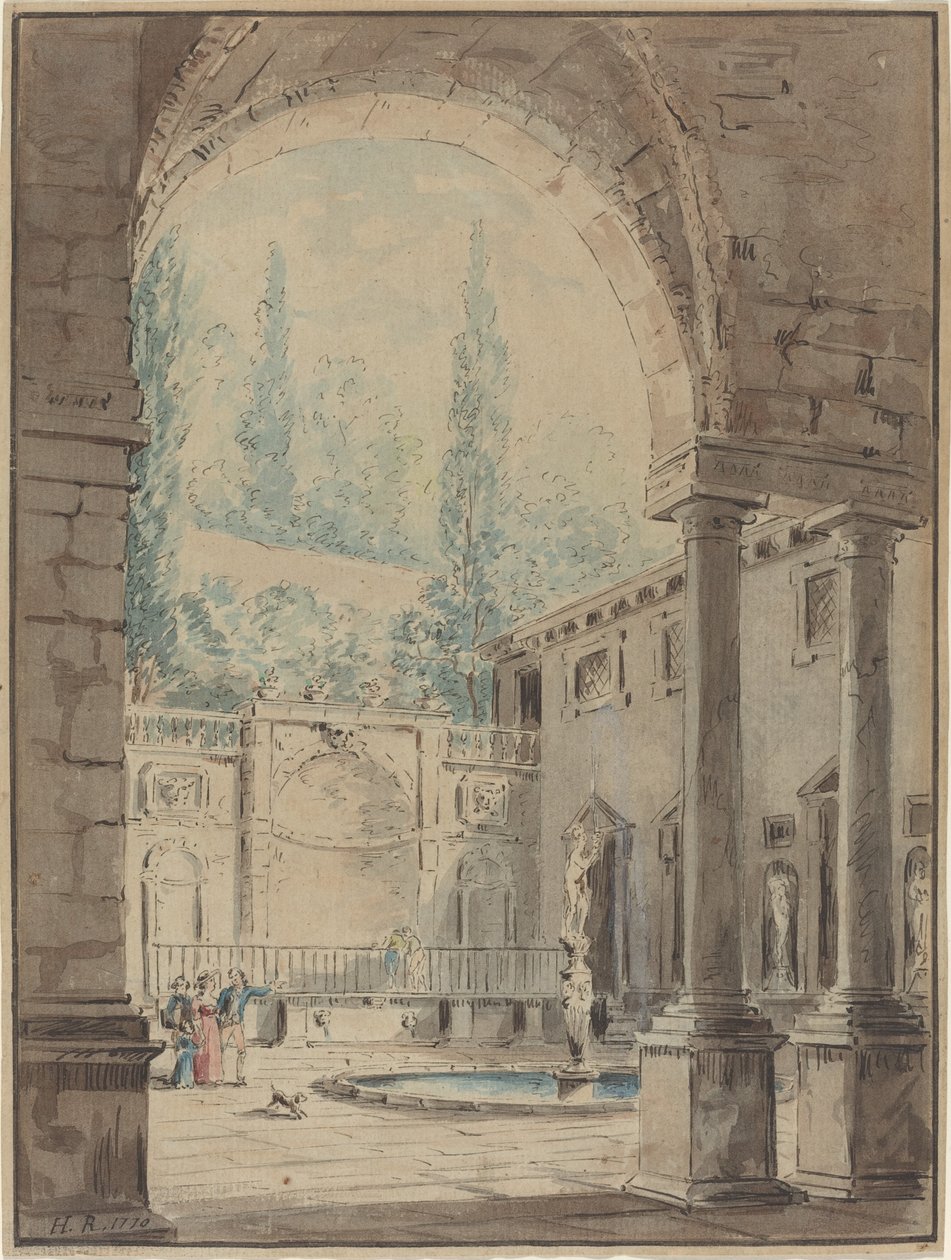 Gården til Villa Pliniana af Follower of Hubert Robert