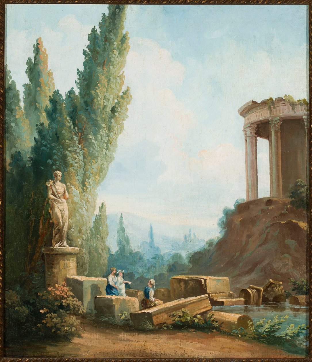 Landskab med ruinerne af Sibylletemplet i Tivoli af Follower of Hubert Robert