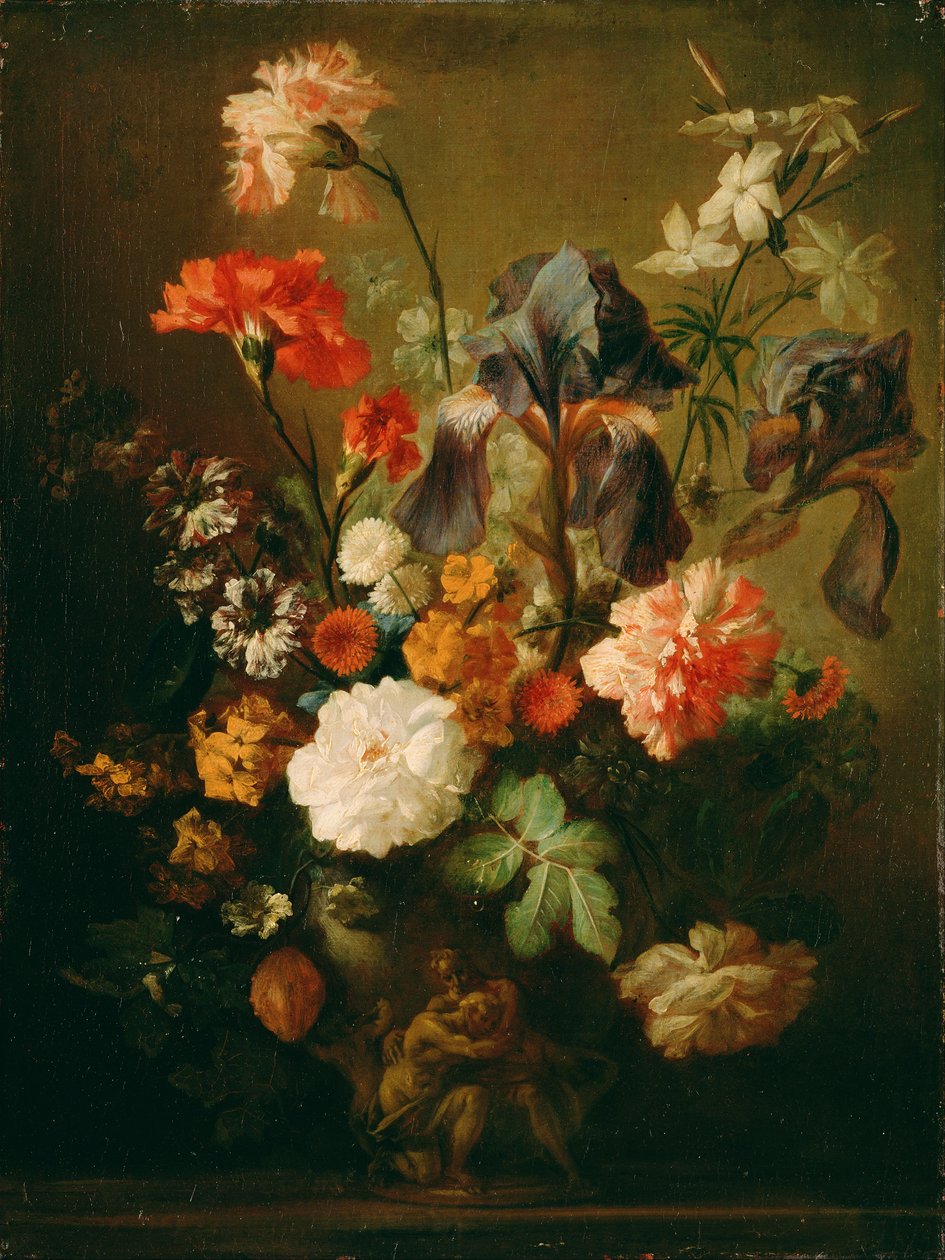 Vase med blomster af Follower of Jan van Huysum