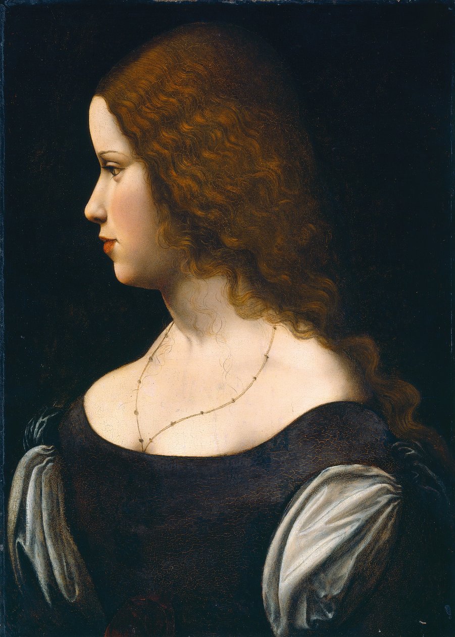 Portræt af en ung dame af Follower of Leonardo da Vinci