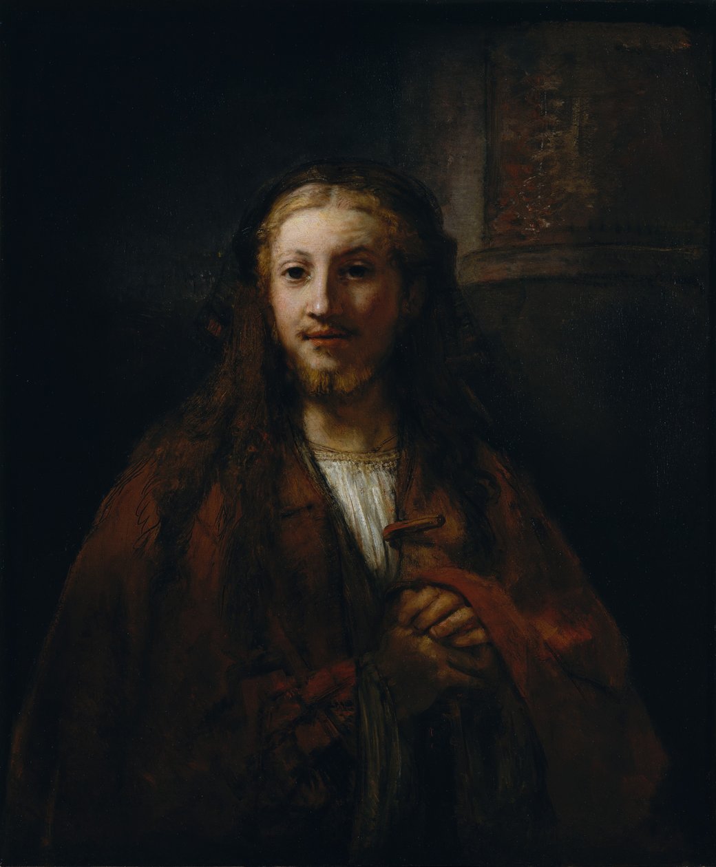 Kristus med en stav. af Follower of Rembrandt