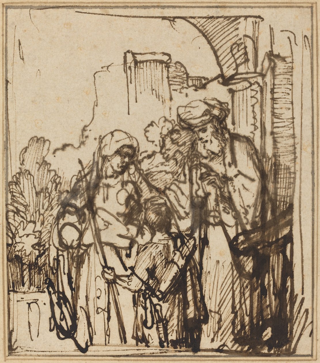 Afskedigelsen af Hagar af Follower of Rembrandt van Rijn