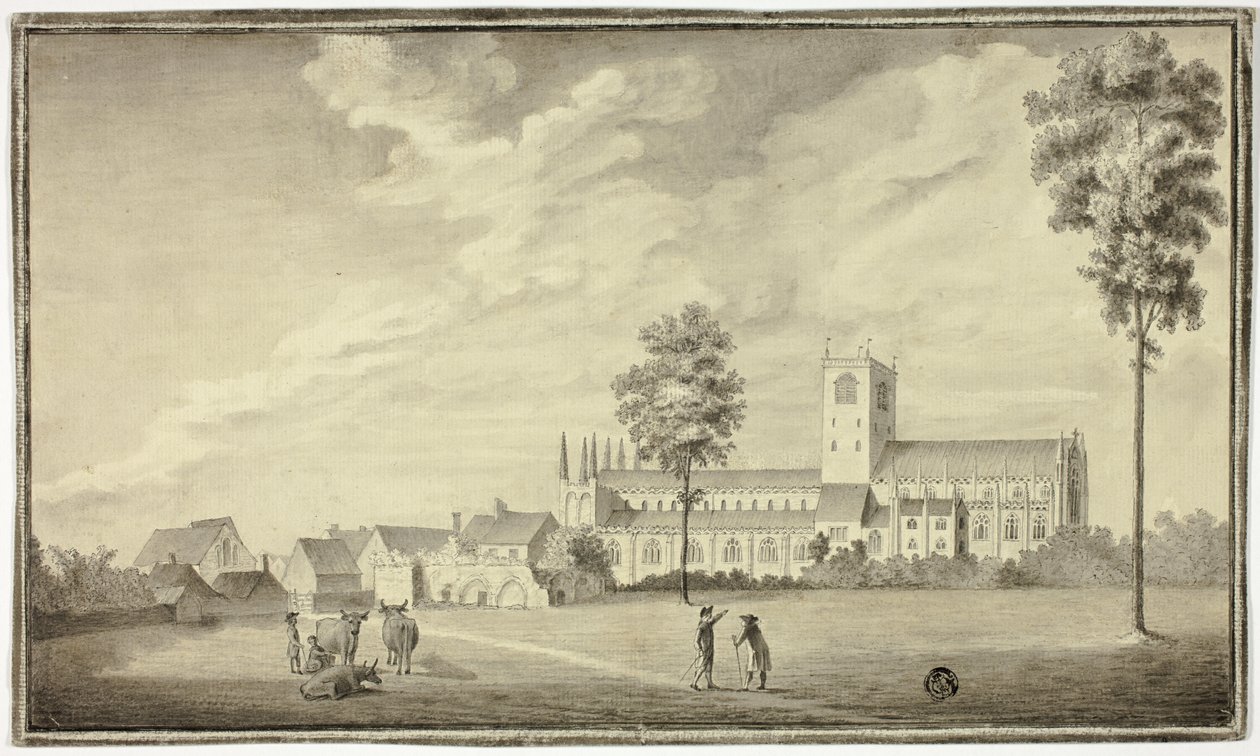 Den gamle klosterkirke af Follower of Samuel Hieronymus Grimm
