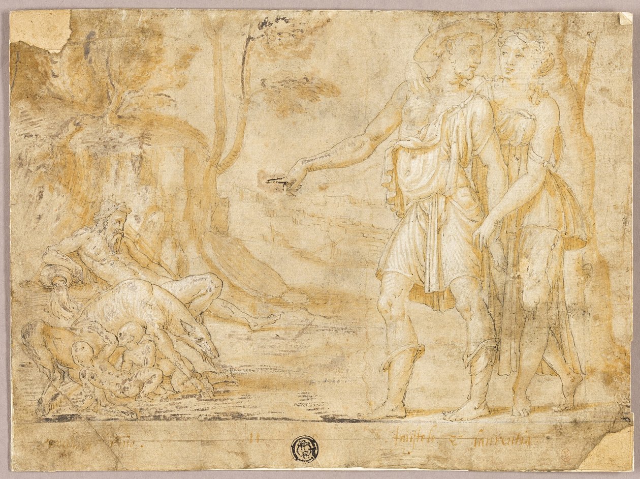 Faustulus og Merentia Opdag Romulus og Remus af Fontainebleau School
