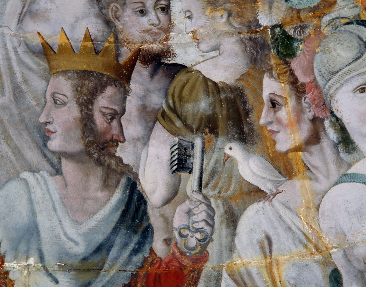 Janus med nøgler til byen Rom og Juno, fresker i Ligues forgyldte tårn, Fontainebleau-skolen, Tanlay-slottet (16.-17. århundrede), Bourgogne, Frankrig af Fontainebleau School
