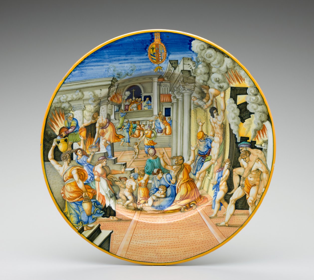 Afbrændingen af Troja, mellem 1570 og 1574 af Fontana Workshop