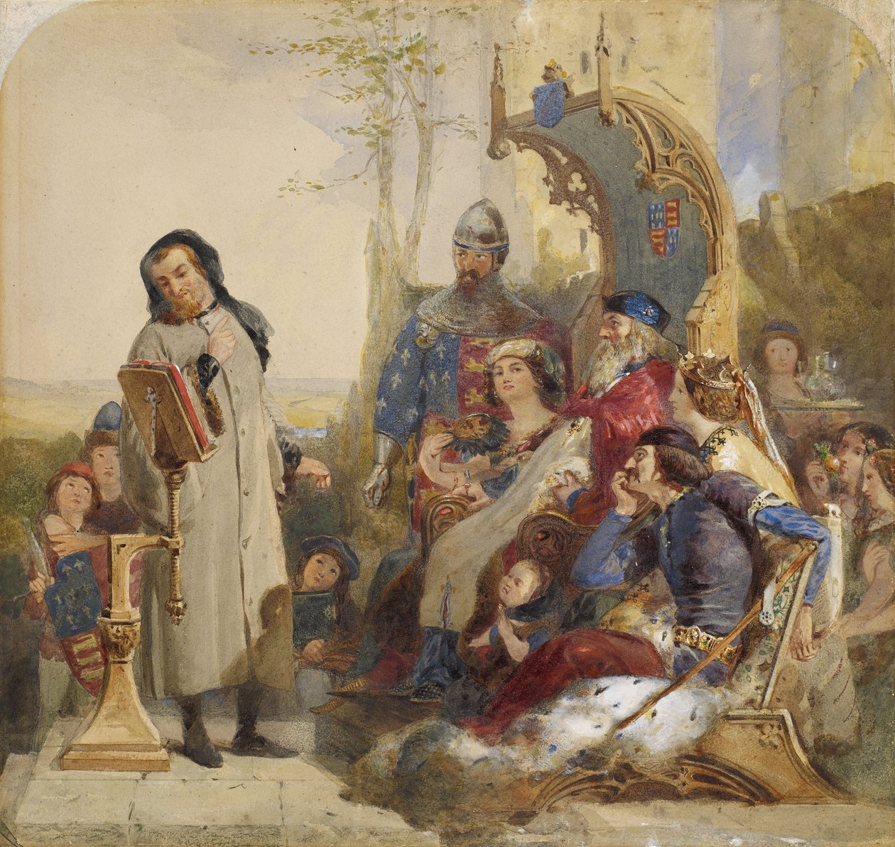 Chaucer ved domstolen i Edward III af Ford Madox Brown
