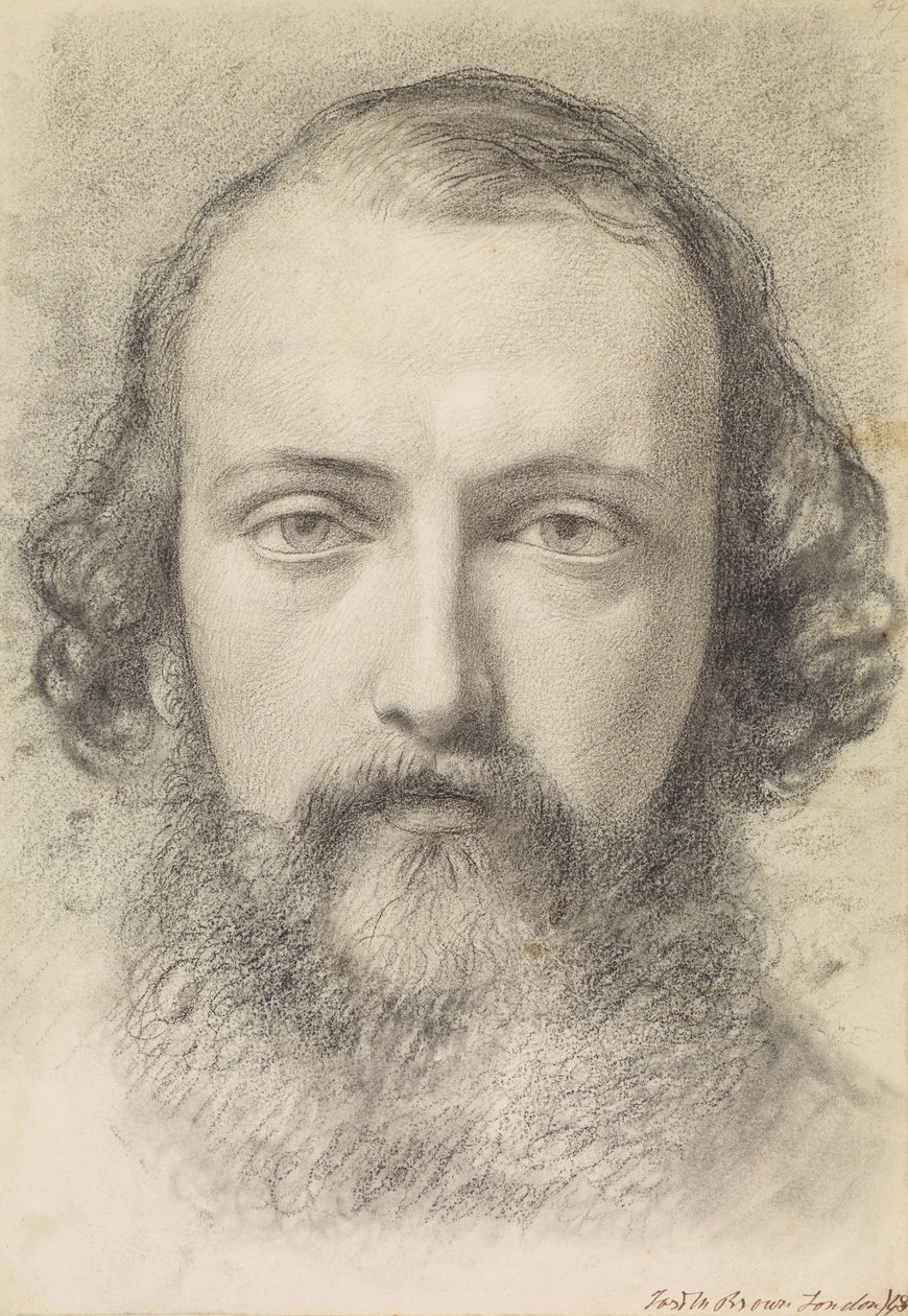 Portræt- Hovedstudie af Daniel Casey (Full-Face) af Ford Madox Brown
