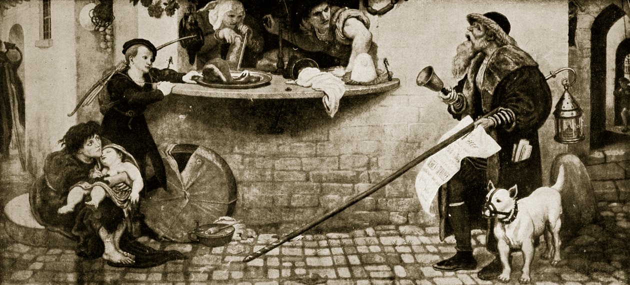 The Proclamation Regarding Weights and Measures, 1556, illustration fra 