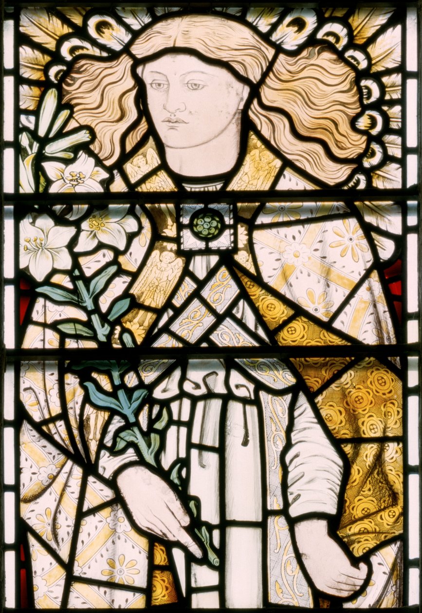 Ærkeenglen Michael, 1862 (farvet glas) af Ford Madox Brown
