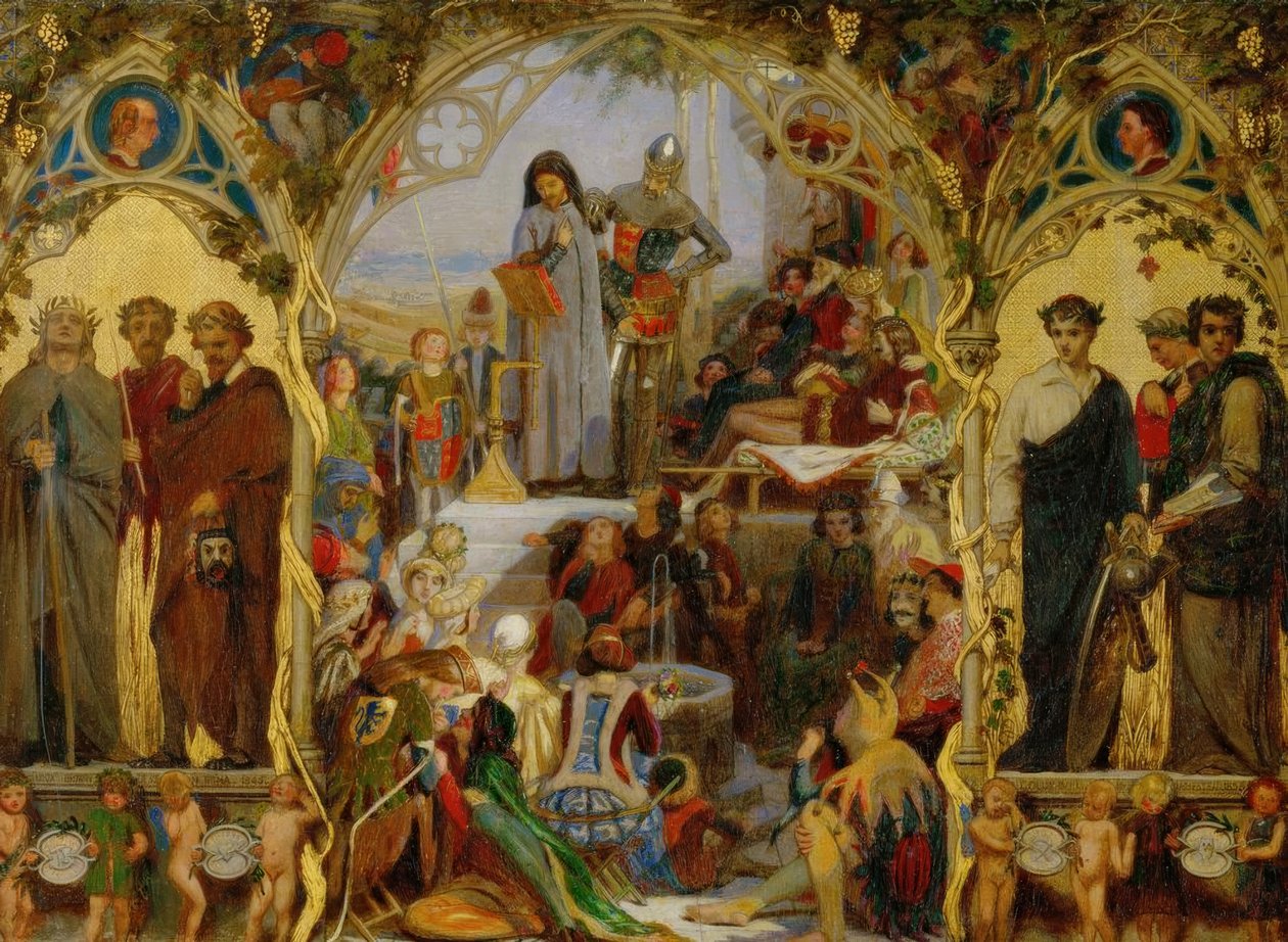 Chaucer, frø og frugter / brun af Ford Madox Brown
