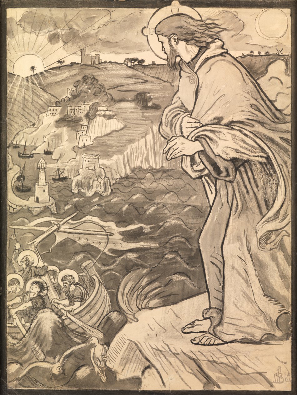 Kristus ser disciplene arbejde ved åren af Ford Madox Brown