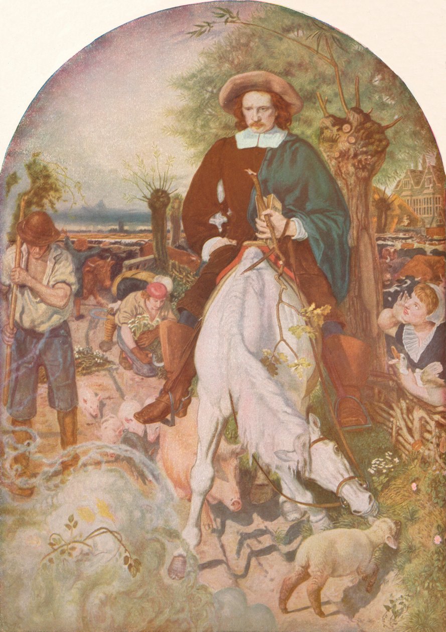 Cromwell på hans gård, 1874, 1918 af Ford Madox Brown