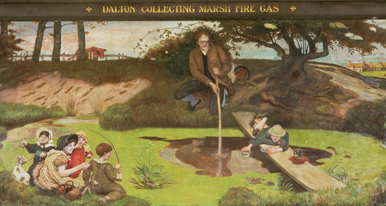Dalton indsamler Marsh Fire Gas af Ford Madox Brown