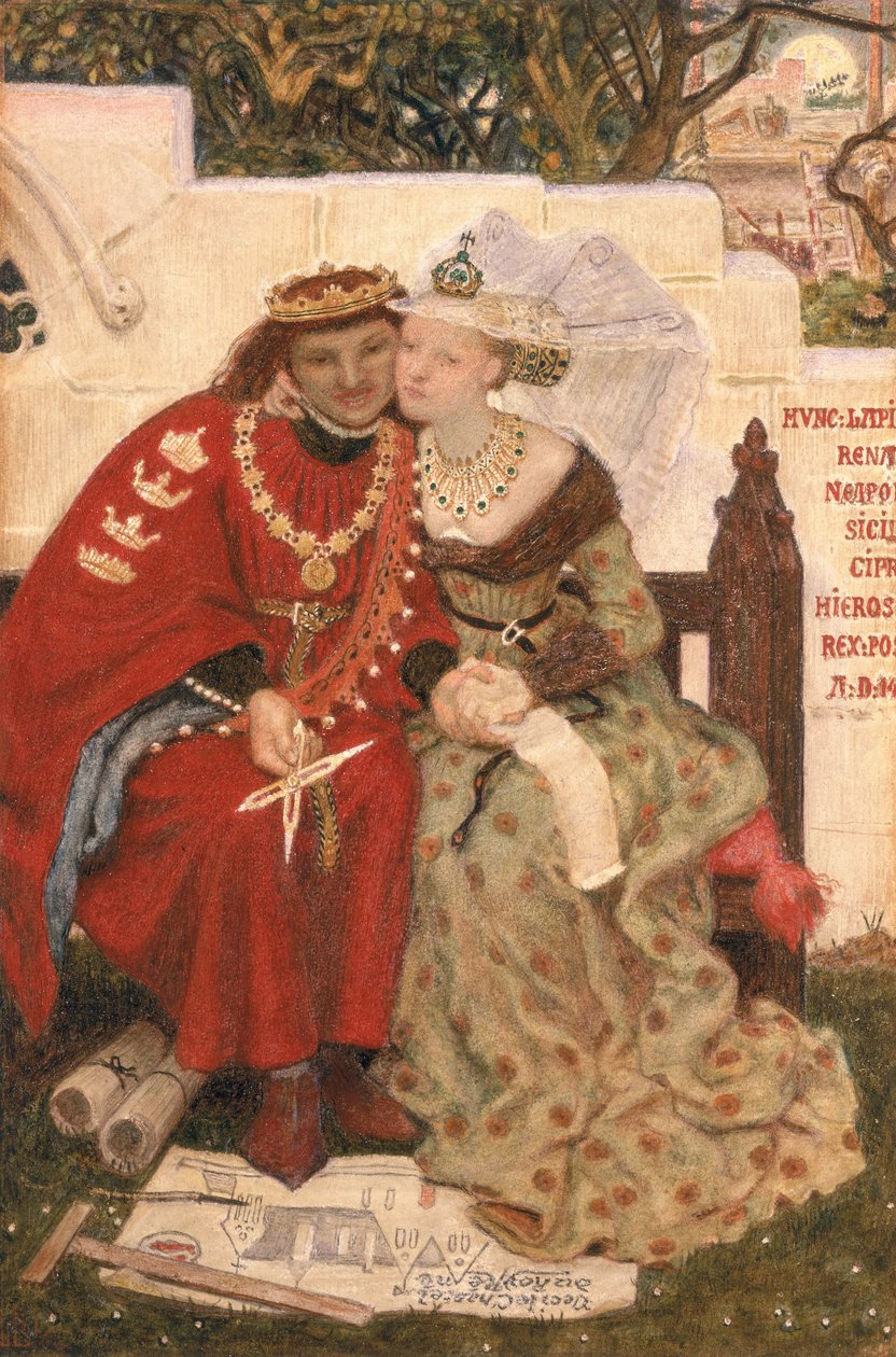 King Renes bryllupsrejse (wc på papir) af Ford Madox Brown