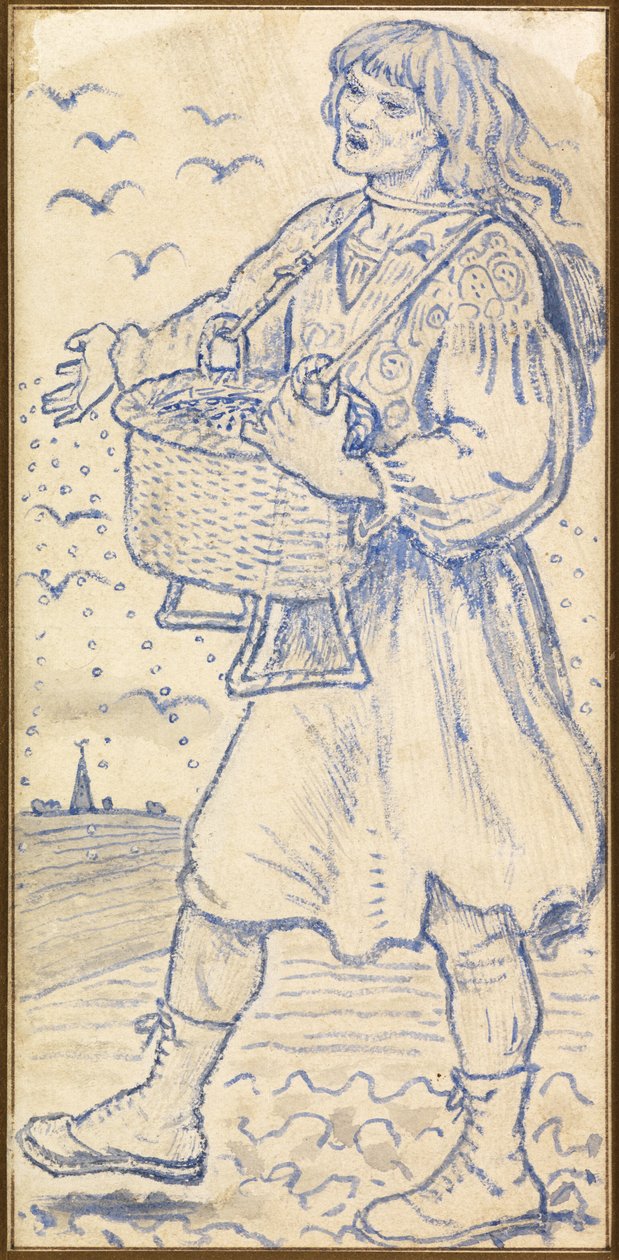 November, Sower: Study for a Tile i Queens College Hall, Cambridge af Ford Madox Brown