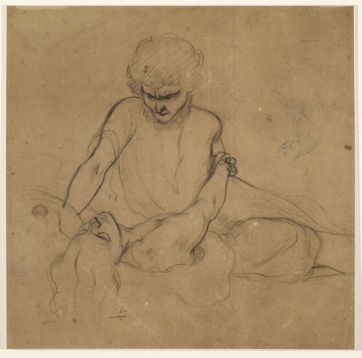 Parisinas søvn - Studie for prins Azo og Parisina af Ford Madox Brown