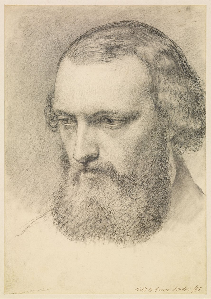 Portræt: Hovedstudie af Daniel Casey (trekvartbillede) af Ford Madox Brown