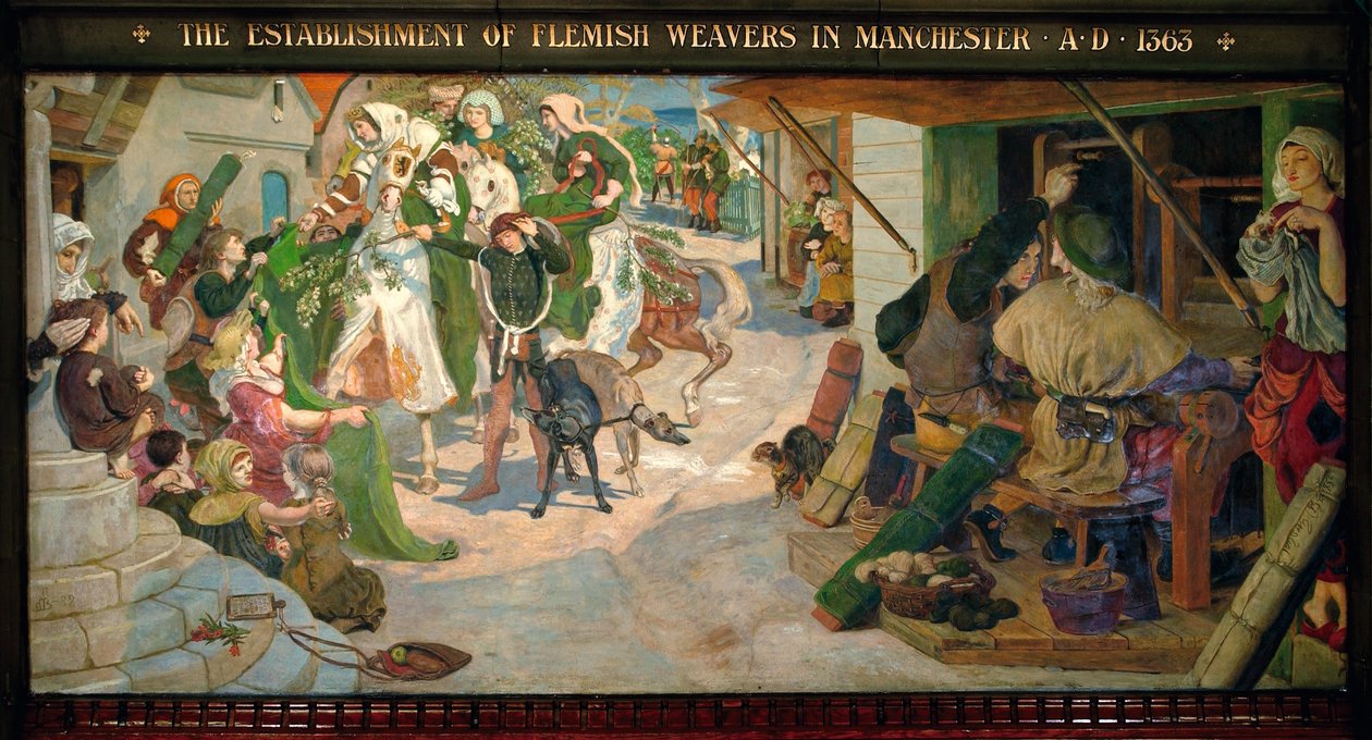 Etableringen af de flamske vævere i Manchester i 1363 af Ford Madox Brown