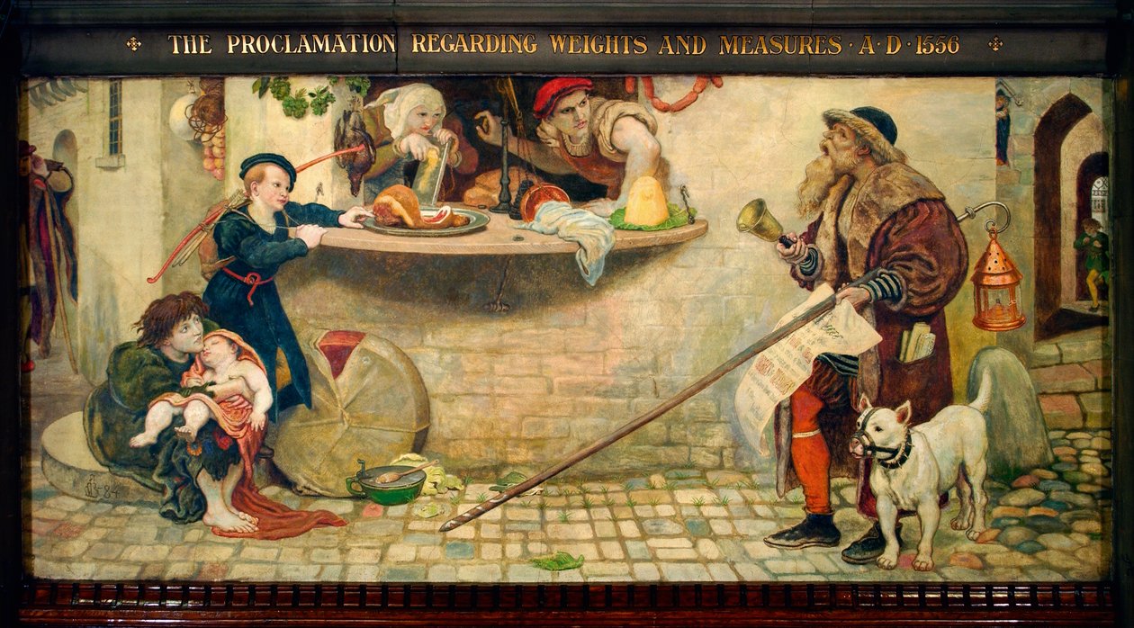 Bekendtgørelsen om vægt og mål 1556 e.Kr af Ford Madox Brown